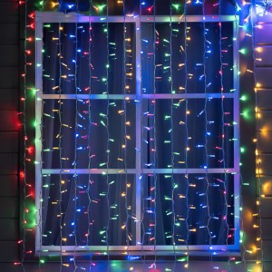 Декоративная уличная гирлянда штора, водопад новогодняя 480 LED 3 х 2,25 м прозрачный провод мульти цвет