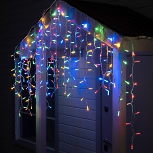 Уличная декоративная гирлянда "Бахрома" 120 LED крупный диод с белым проводом 3,30 х 0,7 м влагозащита IP65 мульти цвет