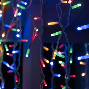 Уличная декоративная гирлянда "Бахрома" 120 LED крупный диод с белым проводом 3,30 х 0,7 м влагозащита IP65 мульти цвет
