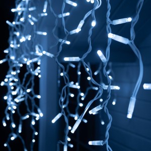 Вулична декоративна гірлянда "Бахрома" 120 LED великий діод з білим дротом 3,30 х 0,7 м вологозахист IP65 білий колір