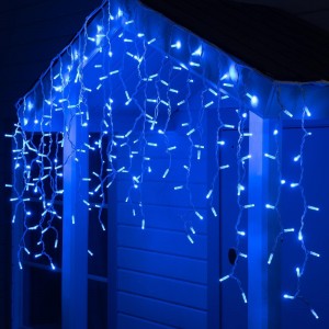 Уличная декоративная гирлянда "Бахрома" 120 LED крупный диод с белым проводом 3,30 х 0,7 м влагозащита IP65 синий цвет