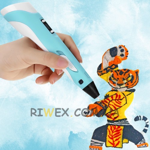 3D ручка блакитна дитяча RP-100B з LED-дисплеєм для створення об'ємних 3Д фігур (В)