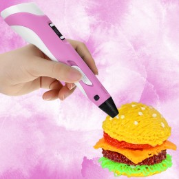 3D ручка рожева дитяча RP-100B з LED-дисплеєм для створення об'ємних 3Д фігур  (В)