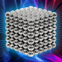 Магнітний неокуб конструктор з 216 кульок діаметром 3 мм магнітні кульки срібні 