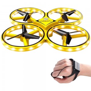 Летающая игрушка дрон с управлением жестами от руки Tracker CX-49 желтый квадракоптер (без пульта)
