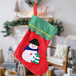 Фетровый носок для подарков на новый год над камином или на ёлку красного цвета со снеговиком (320)