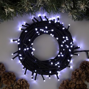 Уличная гирлянда декоративная "Нить" зелёный провод 800  LED 40 метров белое свечение