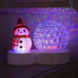 Світильник LED диско куля "Сніговик з кулею" акрилова фігура 18 х 11 х 11,5 см
