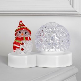 Світильник LED диско куля "Сніговик з кулею" акрилова фігура 18 х 11 х 11,5 см