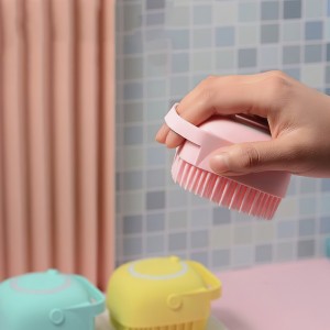 Силиконовая мочалка массажная с дозатором для мыла или геля Silicone Massage Bath Brush желтая, голубая, розовая (212)