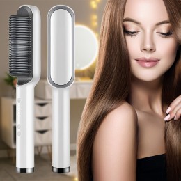Расческа выпрямитель для волос  (плойка, утюжок) с турмалиновым покрытием Hair Straightener HQT-909В белого цвета (212)