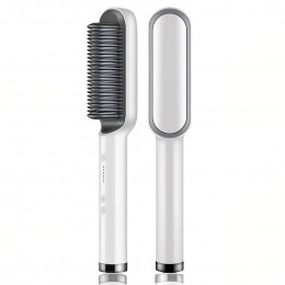 Расческа выпрямитель для волос с турмалиновым покрытием Hair Straightener HQT-909В белого цвета