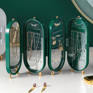 Скринька органайзер для зберігання біжутерії (ювелірних прикрас) із дзеркалом зеленого кольору (205)