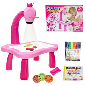 Детский стол проектор для рисования со светодиодной подсветкой розового цвета (НА-114)