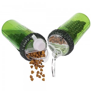 Пляшка подвійна Dexas Snack-Duo для води і корму або ласощів 480 мл, Зелений (205)