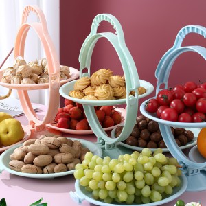 Складная фруктовница Creative Folding Fruit Plate подставка для фруктов и закусок голубого, розового и зелёного цвета (509)