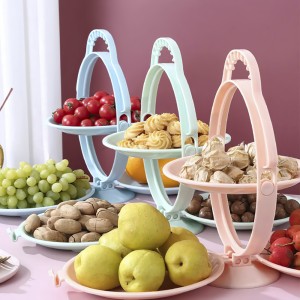 Складная фруктовница Creative Folding Fruit Plate подставка для фруктов и закусок голубого, розового и зелёного цвета (509)