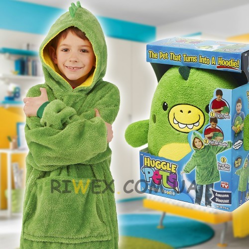 Дитяча іграшка худі-трансформер (толстовка) Huggle Pets зеленого кольору (дракон)