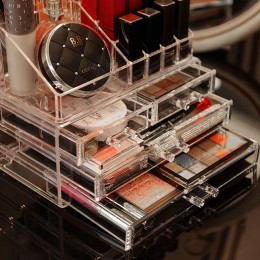 Акриловый органайзер для косметики на 20 секций с 4 ящиками Cosmetic Storage Box прозрачная шкатулка