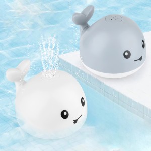 Іграшка для (ванної) купання дитини Spray water bath toy кит з фонтанчиком та LED підсвічуванням Сірий (212)