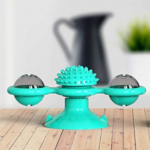 Інтелектуальна іграшка головоломка для кота котячий спіннер з кулькою, що світиться всередині Блакитний (205)