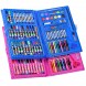 Дитячий набір у валізці для малювання 86 предметів (олівці, фломастери, канцелярія, фарби) рожевий, синій колір