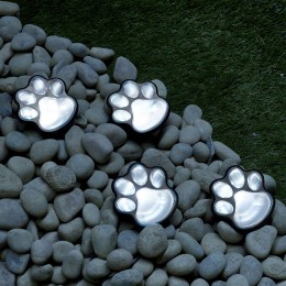 Садовый светильник (фонарь) в виде следов лапок на солнечной батарее Paw Print Light 4 штуки (211)