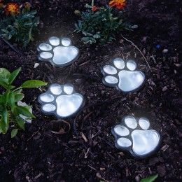 Садовый светильник (фонарь) в виде следов лапок на солнечной батарее Paw Print Light 4 штуки (211)