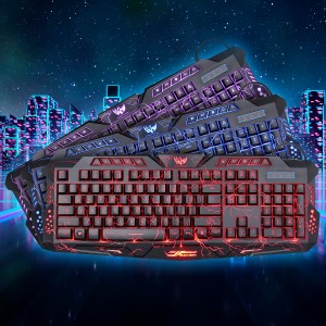 Проводная геймерская клавиатура KEYBOARD LED M200 GAME "Молния" с тремя цветами подсветок (211)